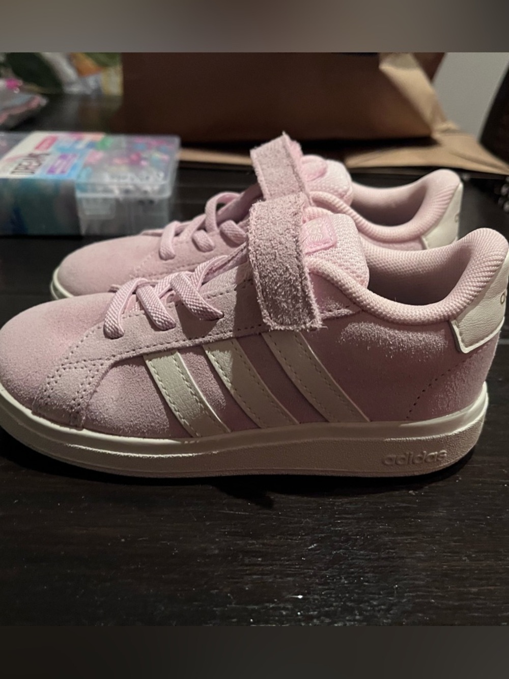 Adidas Grand Court Pink Suede Toddler Shoes